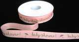 R4322 16mm Pink-Grey Rustic Taffeta Baby Shower Ribbon by Berisfords
