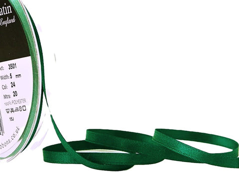 R4424 5mm Bottle Green Double Face Satin Ribbon by Berisfords