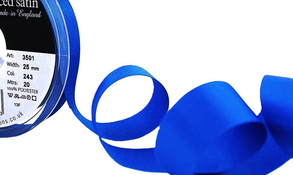 25mm Luxury Satin Ribbon | Berisfords Ribbons | Dark Royal Blue 243 ...