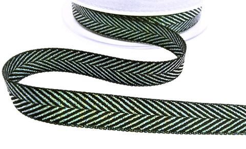 15mm Black-Iridescent Metallic Herringbone Ribbon by Berisfords
