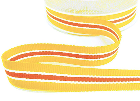 17mm Yellow-Orange-White Striped Grosgrain Ribbon | Berisfords