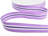 17mm Helio, Purple & White Striped Grosgrain Ribbon | Berisfords