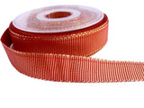 23mm Scarlet Berry Red and Gold Metallic Grosgrain Ribbon