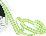 10mm Cream-Flo Green Neon Stripe Grosgrain Ribbon by Berisfords