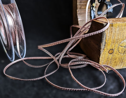 R5338 3mm Rose Gold Pink-Gold Metallic Edge Satin Ribbon by Berisfords
