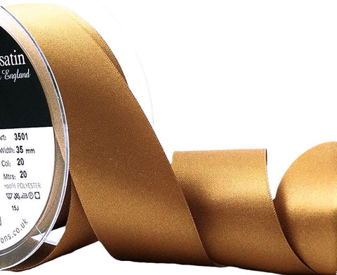R5784 35mm Old Gold Double Face Satin Ribbon by Berisfords