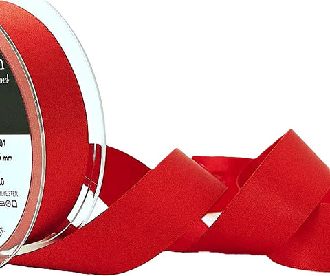 25mm Poppy Red Double Satin Ribbon | Berisfords 21