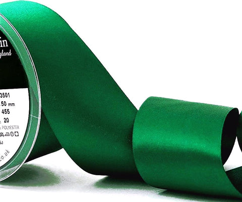 50mm Hunter Green Double Satin Ribbon | Berisfords 455