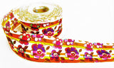 R6308 40mm Mixed Colour Flowery Printed Taffeta Ribbon by Berisfords