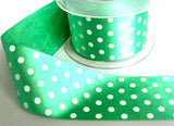 R6362 50mm Parkeet Green Polka Dot Print Satin Ribbon by Berisfords