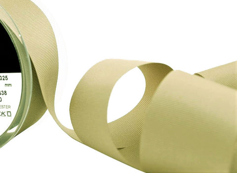 R6444 25mm Bone Beige 9638 Polyester Grosgrain Ribbon by Berisfords