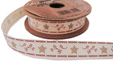 4 Metres of 15mm Star and Sprigs Design Christmas Ribbon