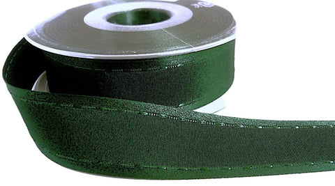 25mm Hunter Green Satin-Taffeta Retro Stitch Ribbon, Berisfords