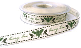 15mm Natural Busy Bee Print Rustic Taffeta Ribbon by Berisfords