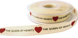 R7001 15mm Cream-Red Rustic Taffeta Queen of Hearts Ribbon, Berisfords