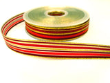 R7057 16mm Burgundy,Red,Orange and Gold Solid and Sheer Striped Ribbon