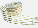 40mm Cream-Metallic Gold Sheer Check Ribbon by Berisfords