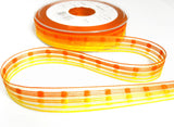 R7088 15mm Oranges-Yellow, Sheer-Woven Silk Stripes Ribbon, Berisfords