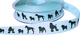16mm Blue Rustic Taffeta Ribbon with Printed Black Dogs Design