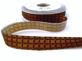 16mm Browns Chocolate Square Design Ribbon