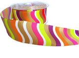 40mm "Vagues" Design Ribbon by Berisfords with Wire Edges