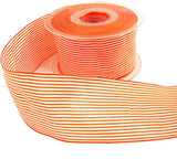 50mm Orange & White Pencil Stripe Polyester Taffeta Ribbon | Berisfords