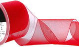 70mm Red Nylon Super Sheer Organza Ribbon - Berisfords
