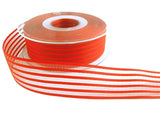 25mm Flame Orange Satin & Sheer Stripe Ribbon