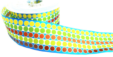 R7484 40mm Multi Colour-Spotty Striped Taffeta Ribbon by Berisfords