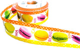 R7677 40mm Macaron Cake Design Printed Taffeta Ribbon by Berisfords