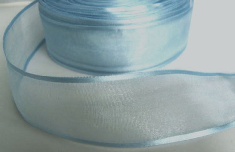 R7698 40mm Cornflower Blue Sheer Ribbon-Satin Borders by Berisfords