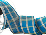 25mm Malibu Blue Regal Tartan Check Ribbon by Berisfords