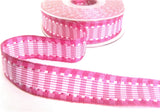 R7752 25mm Pink-White Silk Stitch Gingham Check Ribbon by Berisfords