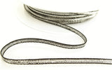 R7755 4mm Silver Metallic Ribbon with Black Borders by Berisfords
