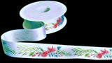 25mm White-Mixed Colour Flowery Print Satin Ribbon by Berisfords