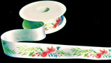 R7758 25mm White-Mixed Colour Flowery Print Satin Ribbon by Berisfords