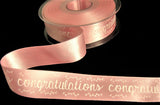 R7863 25mm Pale Pink Congratulations Print Satin Ribbon, Berisfords
