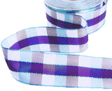 40mm Blue, Purple & White Wire Edge Gingham Ribbon | Berisfords