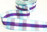 R7891 40mm Blues-Purples-White Banded Gingham Ribbon by Berisfords