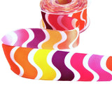 40mm Multi-Coloured Vagues Design Taffeta Ribbon | Berisfords