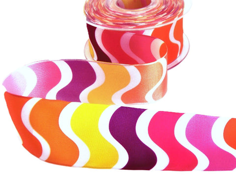 40mm Multi-Coloured Vagues Design Taffeta Ribbon | Berisfords