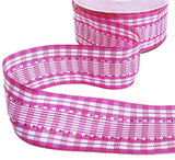 40mm Pink & White Silk Stitch Gingham Check Ribbon | Berisfords