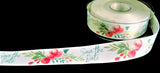 R7959 25mm White-Mixed Flowery-Save the Date Print Satin Ribbon,Berisfords