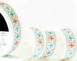 R8012 25mm White-Red-Green-Blue Snowflake Taffeta Ribbon by Berisfords
