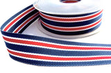 27mm Blue, Red & White Striped Grosgrain Ribbon | Berisfords