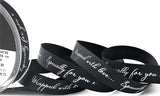 R8321 16mm Black Grosgrain Ribbon-Wrapped with love Print, Berisfords