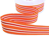 27mm Orange, Red & White Striped Grosgrain Ribbon | Berisfords