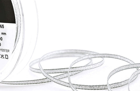 3mm Silver Metallic Lame Ribbon | Berisfords 100