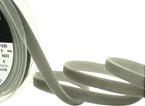 R8601 9mm Grey Nylon Velvet Ribbon by Berisfords
