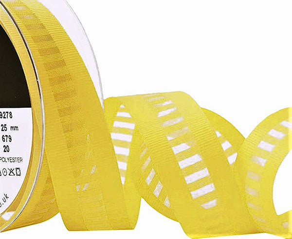 25mm Yellow Grosgrain-Sheer Ladder Ribbon by Berisfords – Ribbonmoon